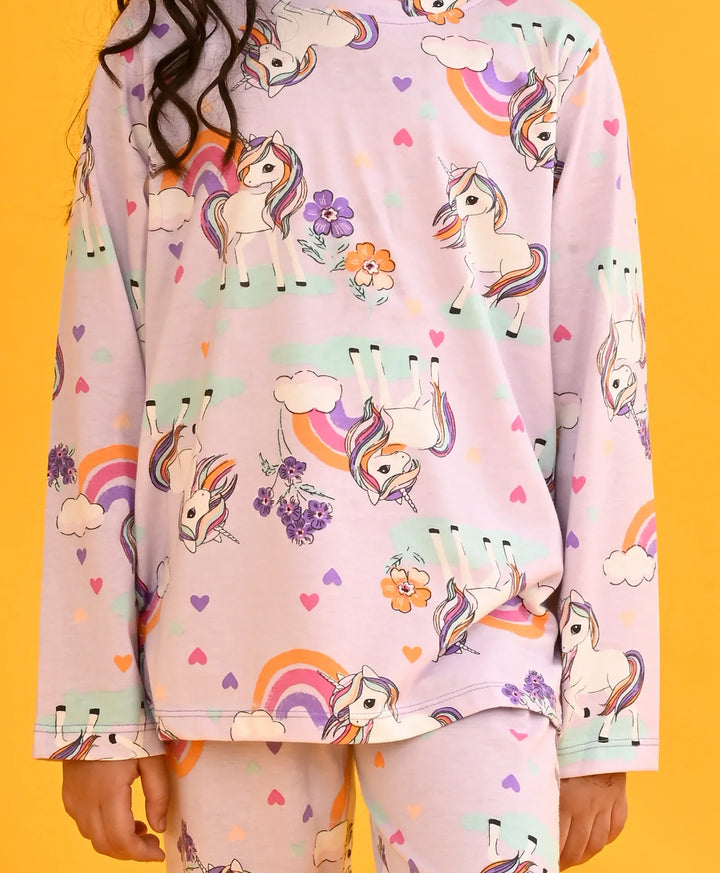 PURPLE UNICORN LONG SLEEVES PYJAMA SET - PURPLE - Anthrilo 