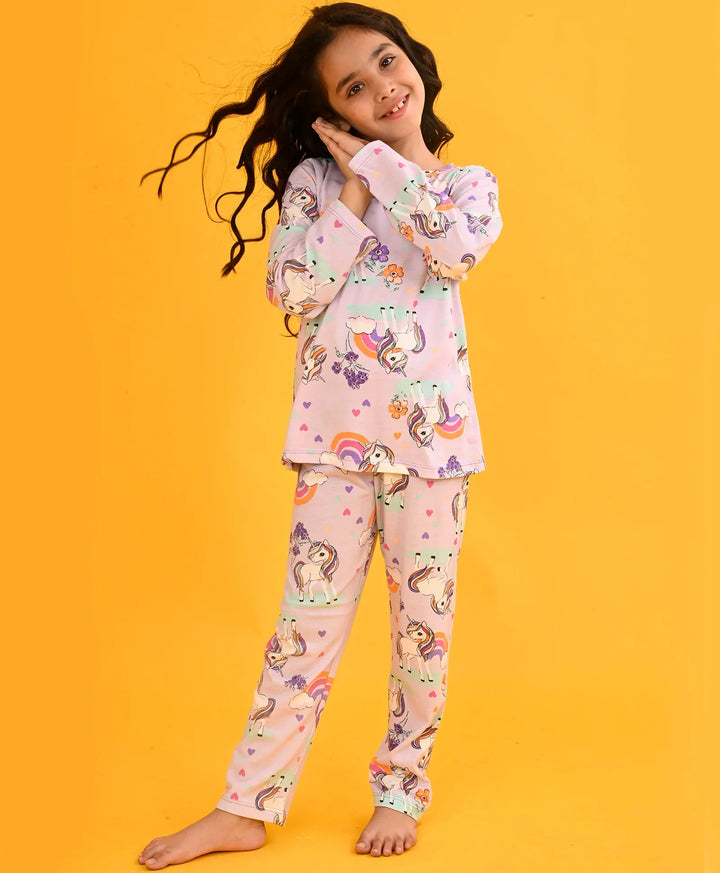 PURPLE UNICORN LONG SLEEVES PYJAMA SET - PURPLE - Anthrilo 