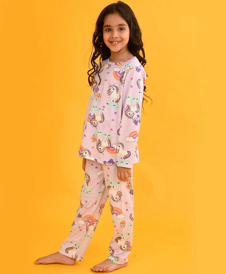 PURPLE UNICORN LONG SLEEVES PYJAMA SET - PURPLE - Anthrilo 
