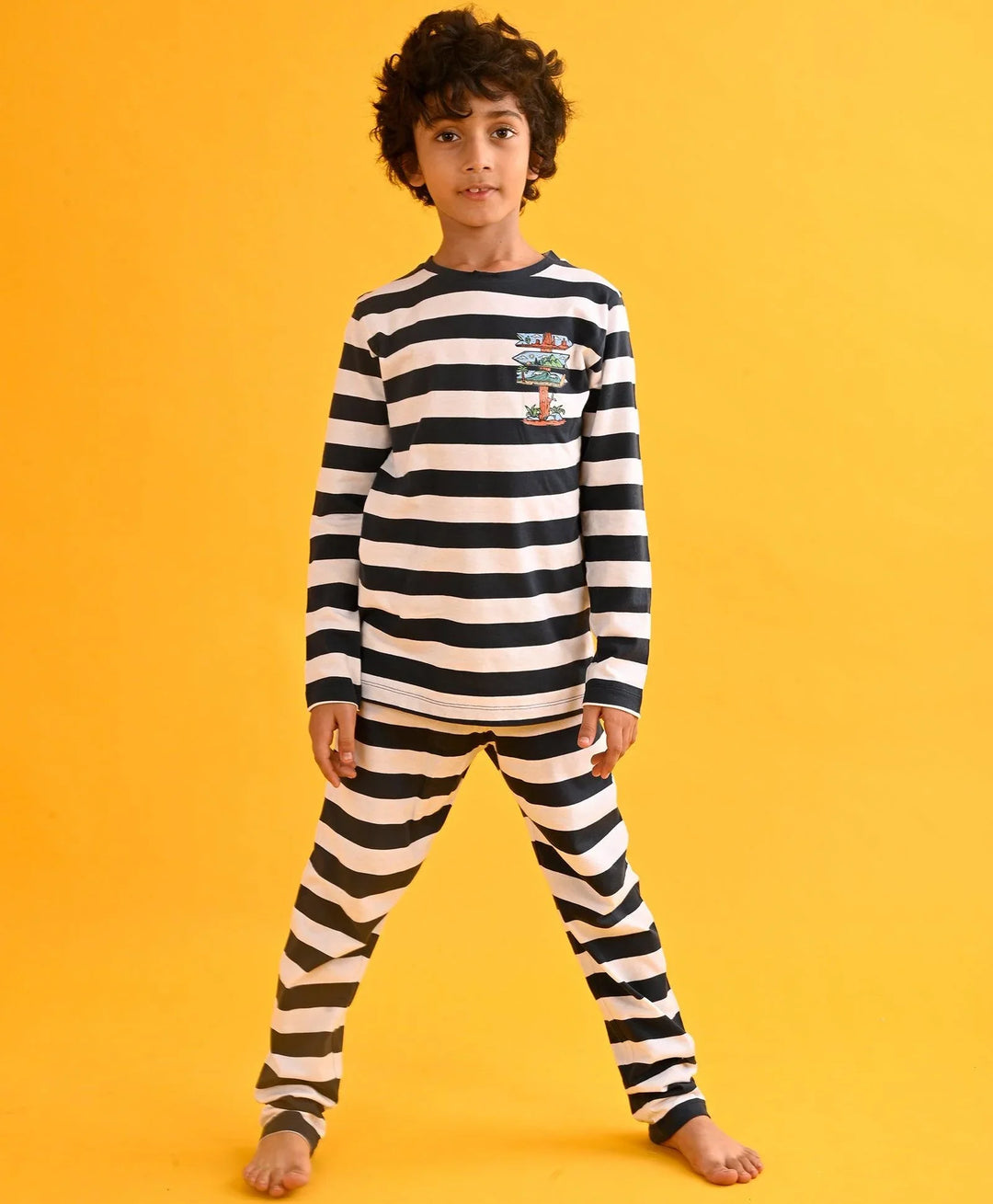 THIS WAY NAVY STRIPE LONG SLEEVE PYJAMA SET - NAVY/WHITE - Anthrilo 