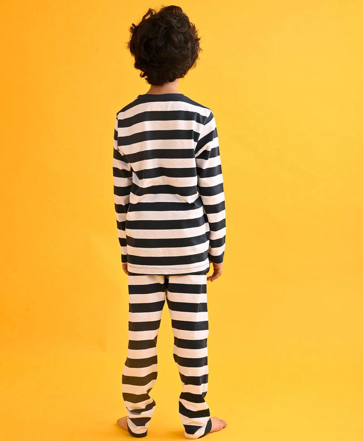 THIS WAY NAVY STRIPE LONG SLEEVE PYJAMA SET - NAVY/WHITE - Anthrilo 