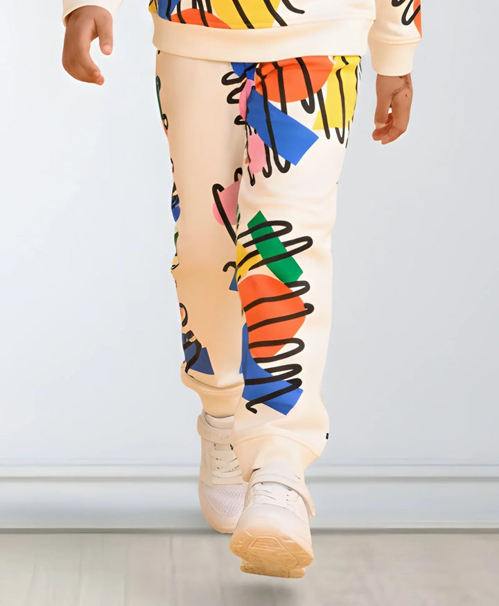 SHAPES PRINT FLEECE BOYS JOGGER - WHITE - Anthrilo 
