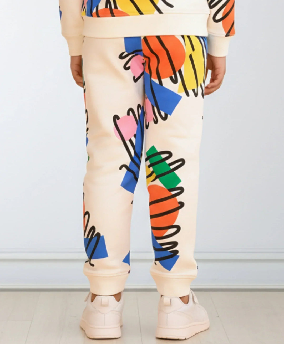 SHAPES PRINT FLEECE BOYS JOGGER - WHITE - Anthrilo 