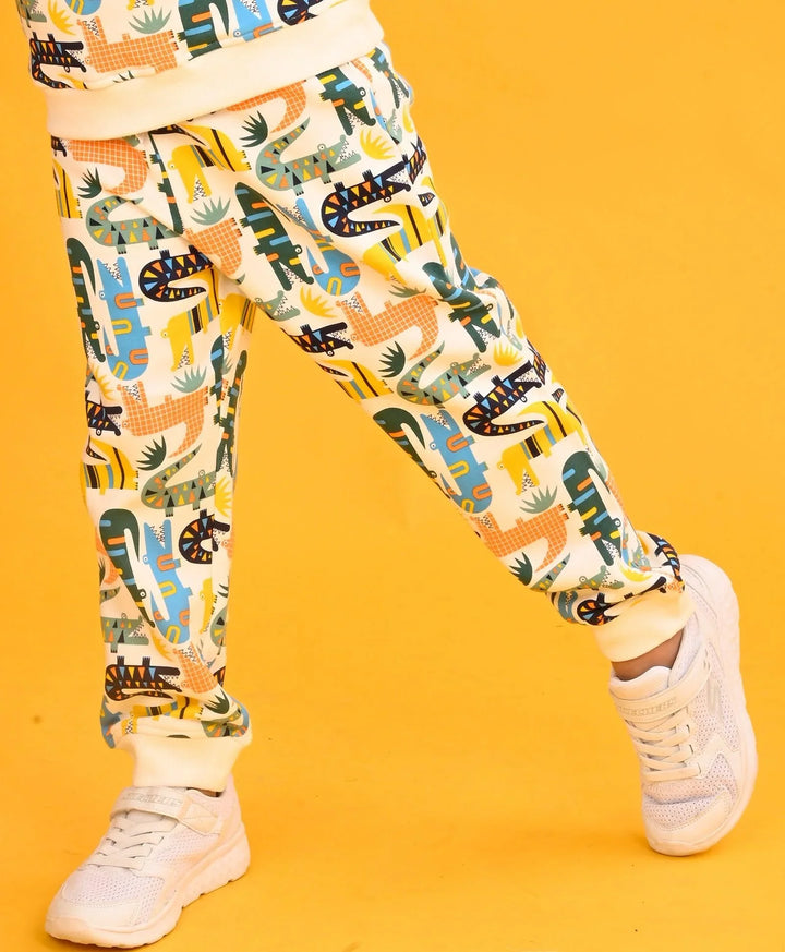 CROCODILE FLEECE BOYS JOGGER -OFF WHITE - Anthrilo 