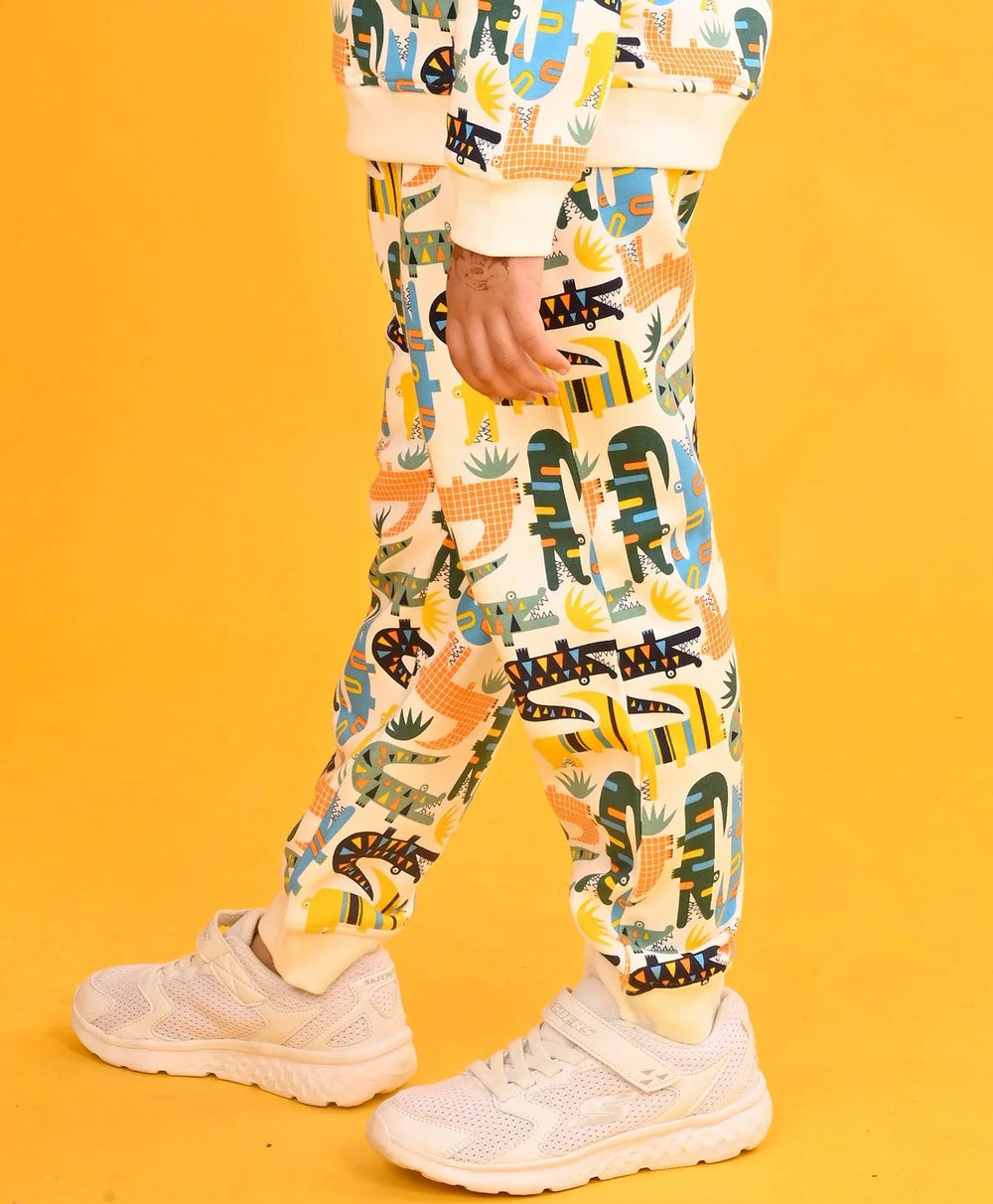 CROCODILE FLEECE BOYS JOGGER -OFF WHITE - Anthrilo 