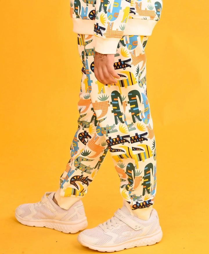 CROCODILE FLEECE BOYS JOGGER -OFF WHITE - Anthrilo 