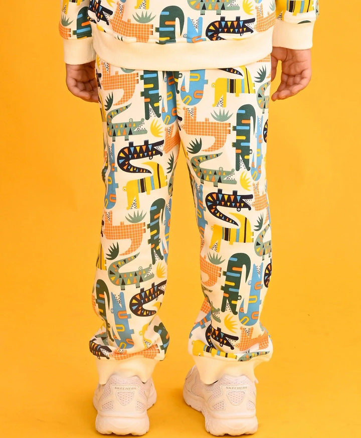 CROCODILE FLEECE BOYS JOGGER -OFF WHITE - Anthrilo 