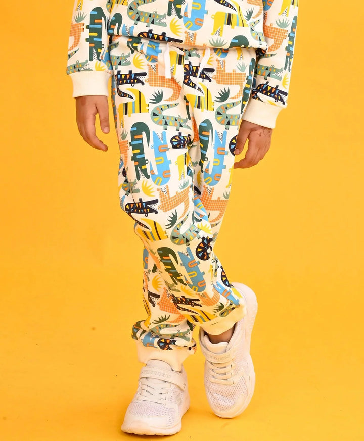 CROCODILE FLEECE BOYS JOGGER -OFF WHITE - Anthrilo 