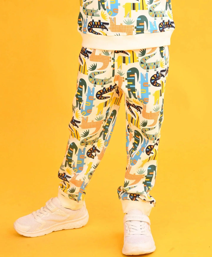 CROCODILE FLEECE BOYS JOGGER -OFF WHITE - Anthrilo 