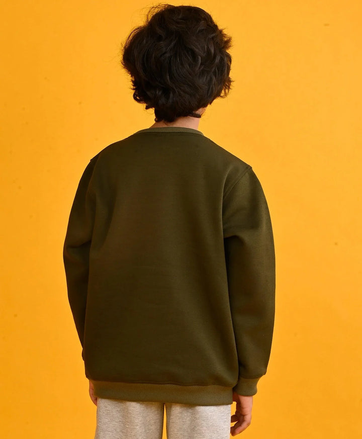DARK OLIVE  ZEBRA BOYS FLEECE SWEATSHIRT - Anthrilo 