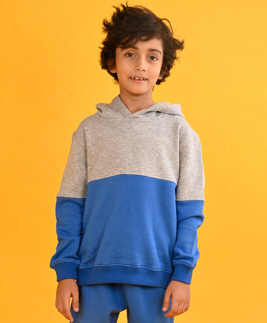 ROYAL GREY CUT N SEW BOYS HOODIE-ROYAL/GREY