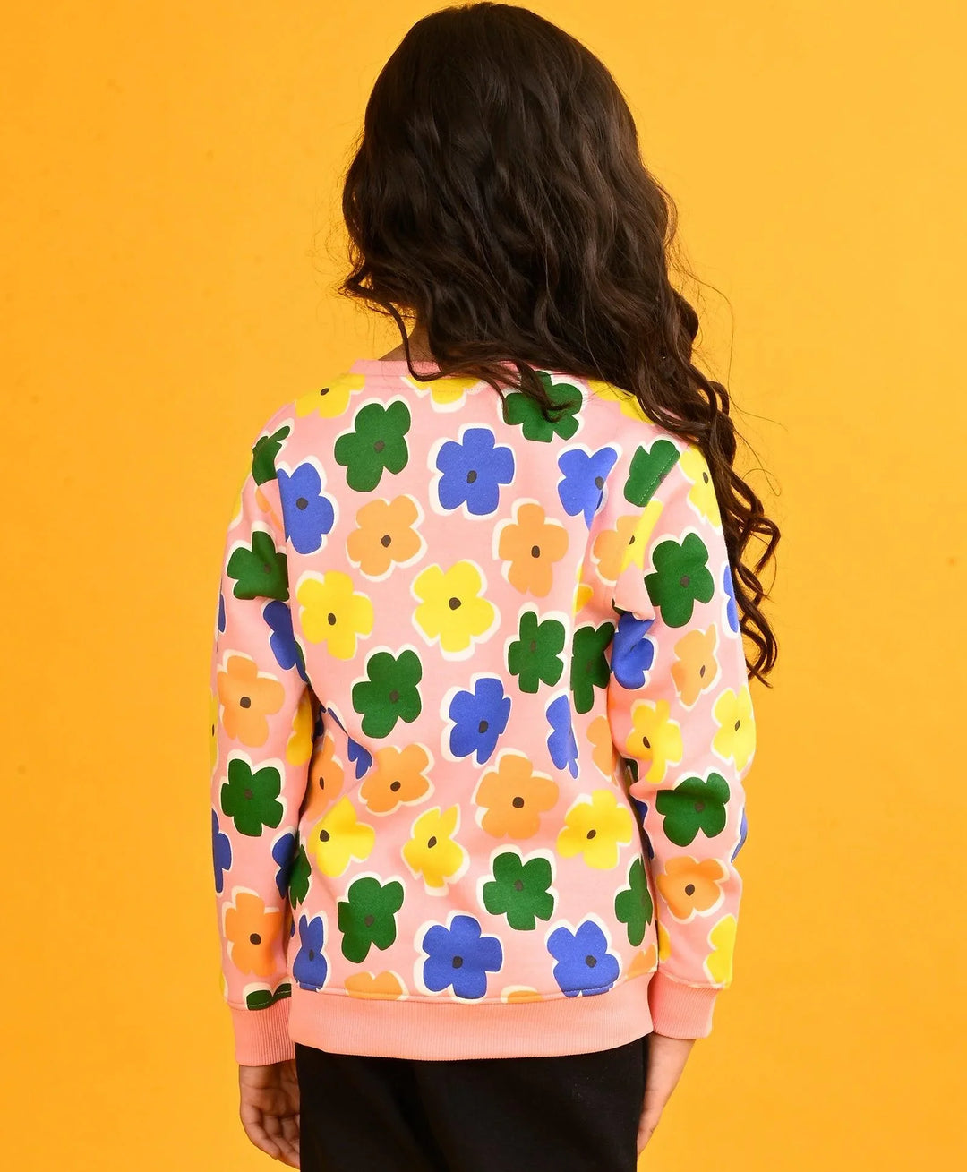 PINK FLOWERS GIRLS FLEECE SWEATSHIRT-PINK - Anthrilo 
