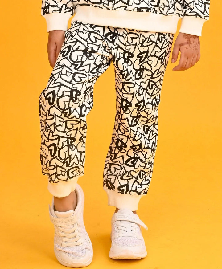 BLACK HEART FLEECE GIRLS JOGGER-WHITE - Anthrilo 