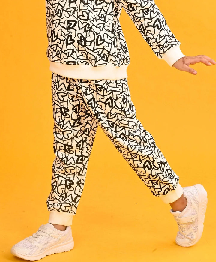 BLACK HEART FLEECE GIRLS JOGGER-WHITE - Anthrilo 
