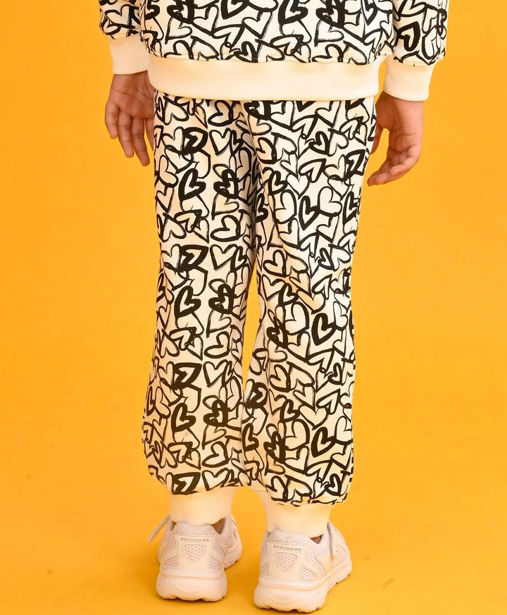 BLACK HEART FLEECE GIRLS JOGGER-WHITE - Anthrilo 