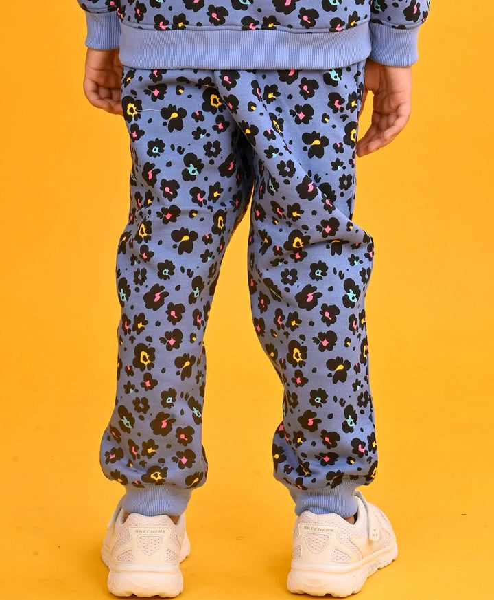 LEOPARD BLUE FLEECE GIRLS JOGGER-BLUE - Anthrilo 