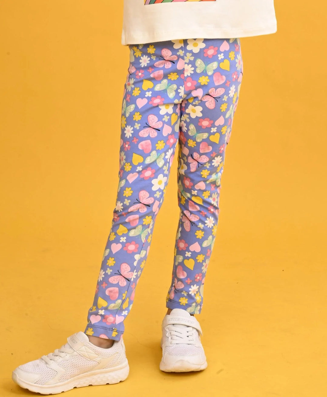 Blue Heart Flower Blue Legging-Blue