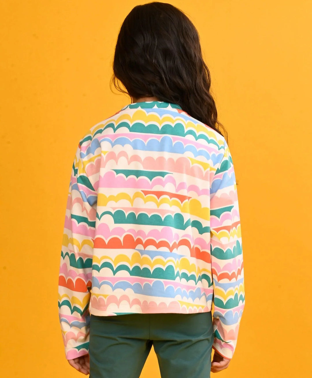 Rainbow Clouds Long Sleeves T-Shirt-White