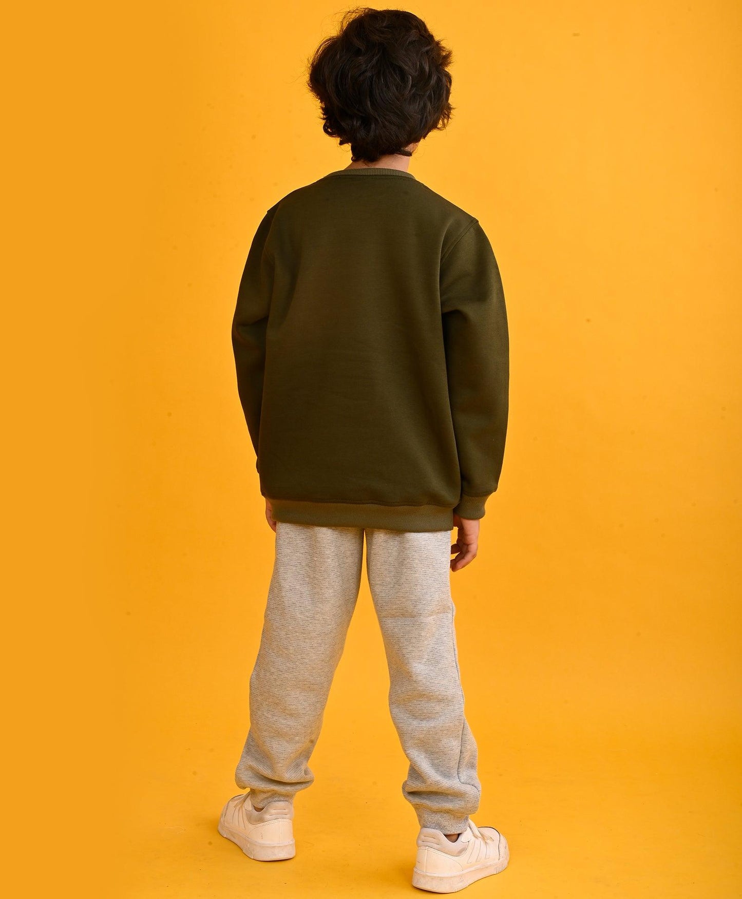 DARK OLIVE ZEBRA BOYS SWEATSHIRT GREY FLEECE JOGGER SET - OLIVE/GREY