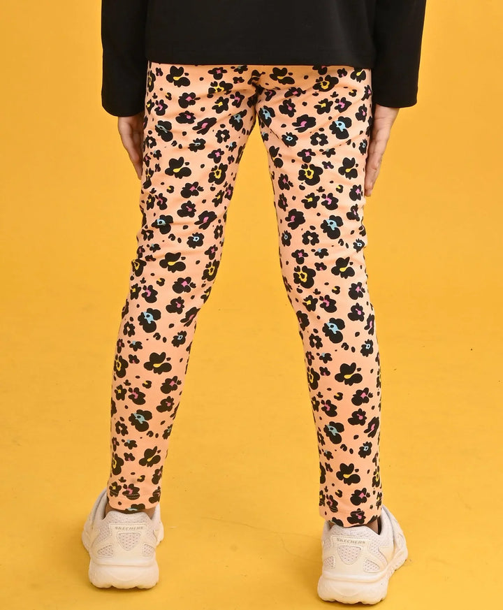 LEOPARD PEACH GIRLS  LEGGING - PEACH - Anthrilo 