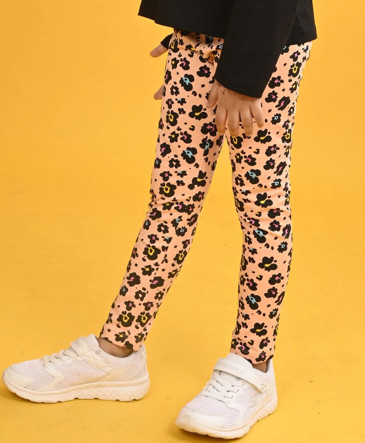 LEOPARD PEACH GIRLS  LEGGING - PEACH - Anthrilo 