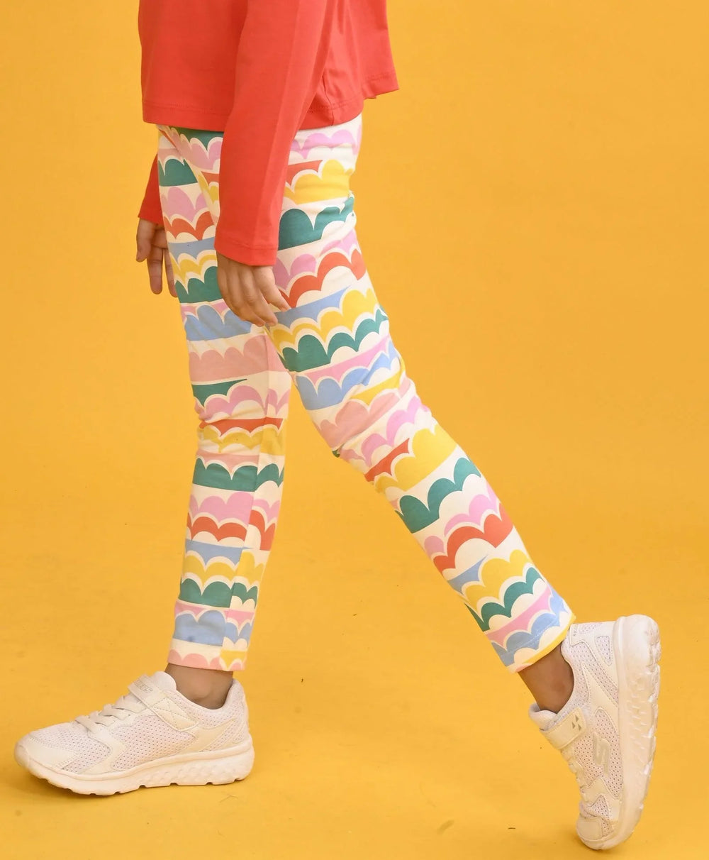 RAINBOW CLOUD GIRLS LEGGING - PINK - Anthrilo 
