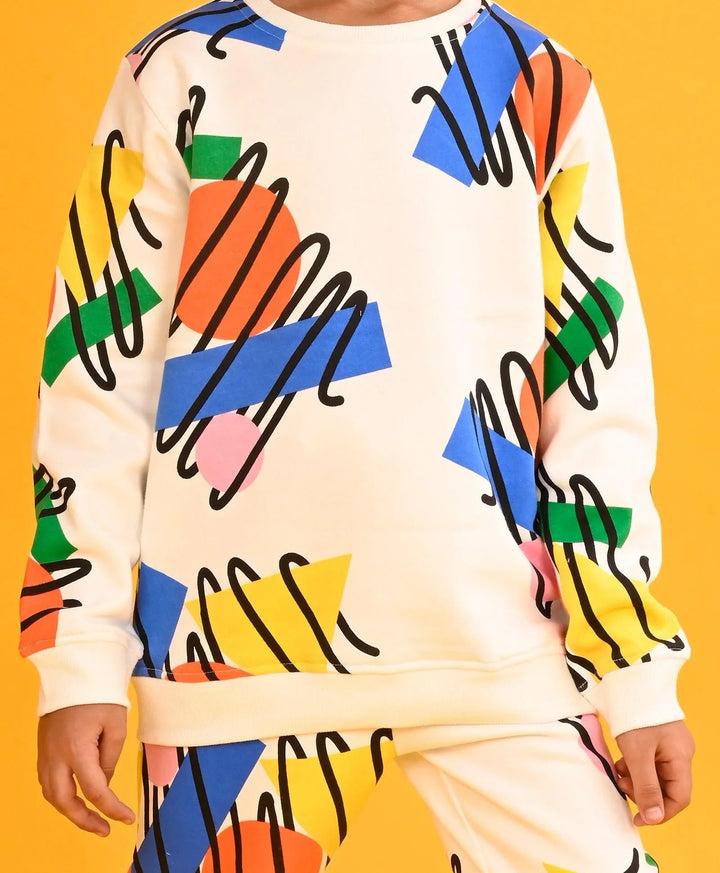 SHAPES BOYS FLEECE SWEATSHIRT JOGGER SET - WHITE - Anthrilo 