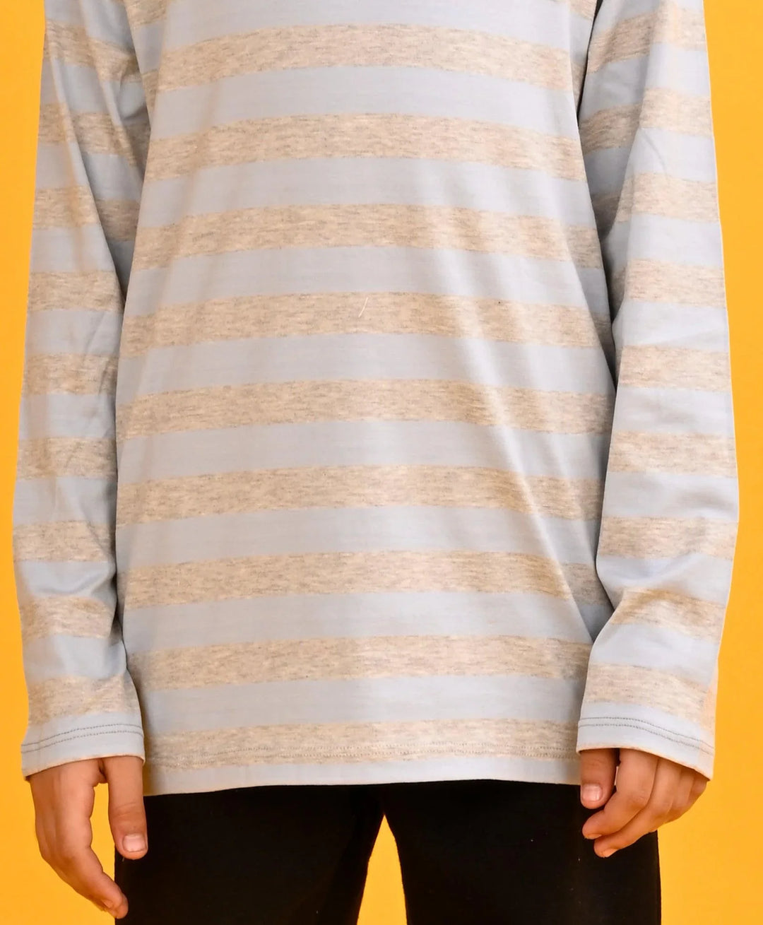SKY GREY MELANGE STRIPES BOYS LONG SLEEVE T-SHIRT - SKYGREY - Anthrilo 