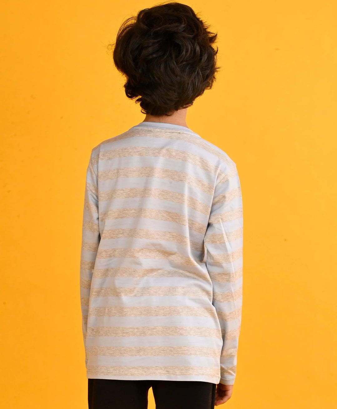 SKY GREY MELANGE STRIPES BOYS LONG SLEEVE T-SHIRT - SKYGREY - Anthrilo 