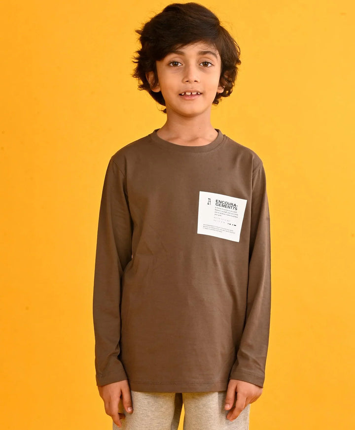 ENCOURAGEMENTS BOYS LONG SLEEVES T-SHIRT - BROWN - Anthrilo 