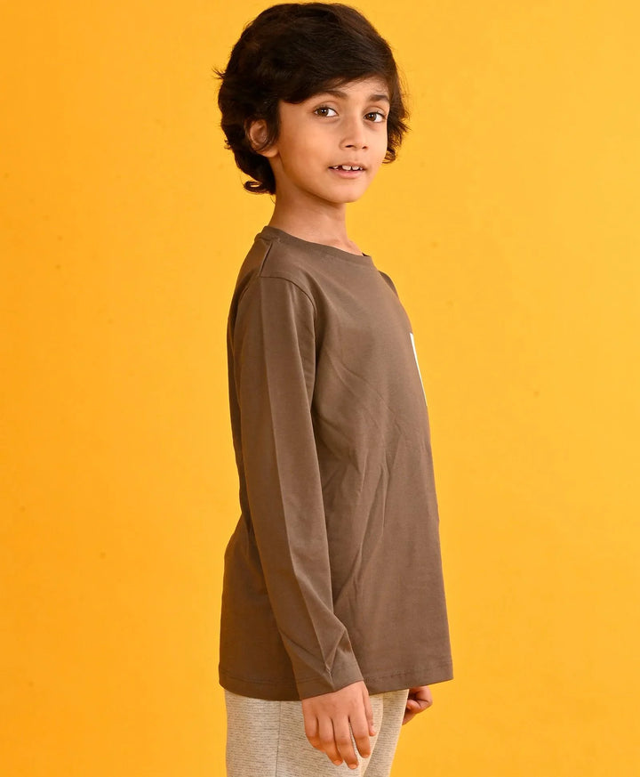 ENCOURAGEMENTS BOYS LONG SLEEVES T-SHIRT - BROWN - Anthrilo 