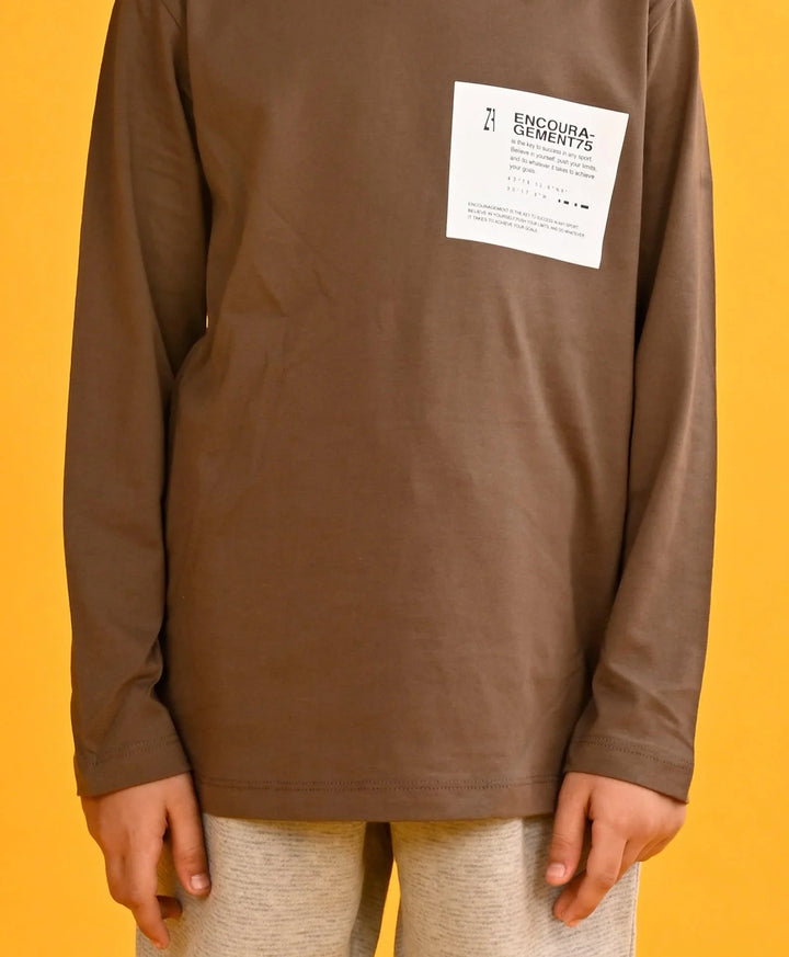 ENCOURAGEMENTS BOYS LONG SLEEVES T-SHIRT - BROWN - Anthrilo 