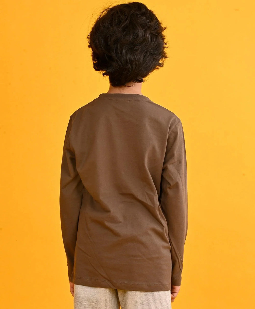 ENCOURAGEMENTS BOYS LONG SLEEVES T-SHIRT - BROWN - Anthrilo 