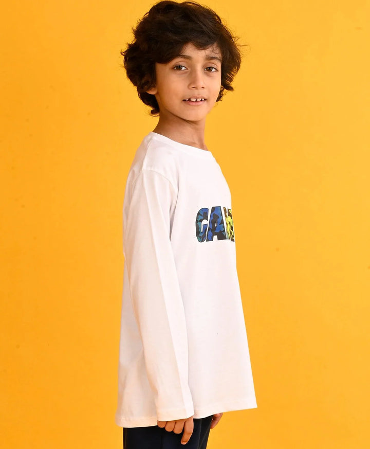 Gamer White Boys Long Sleeves T-Shirt - White