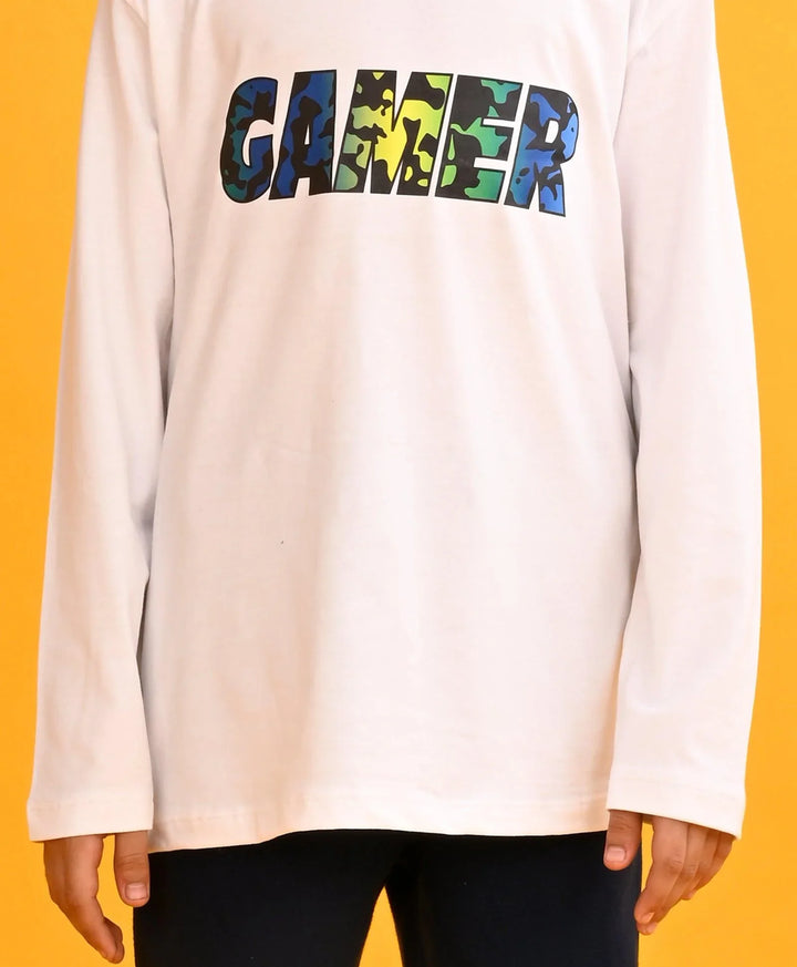 Gamer White Boys Long Sleeves T-Shirt - White