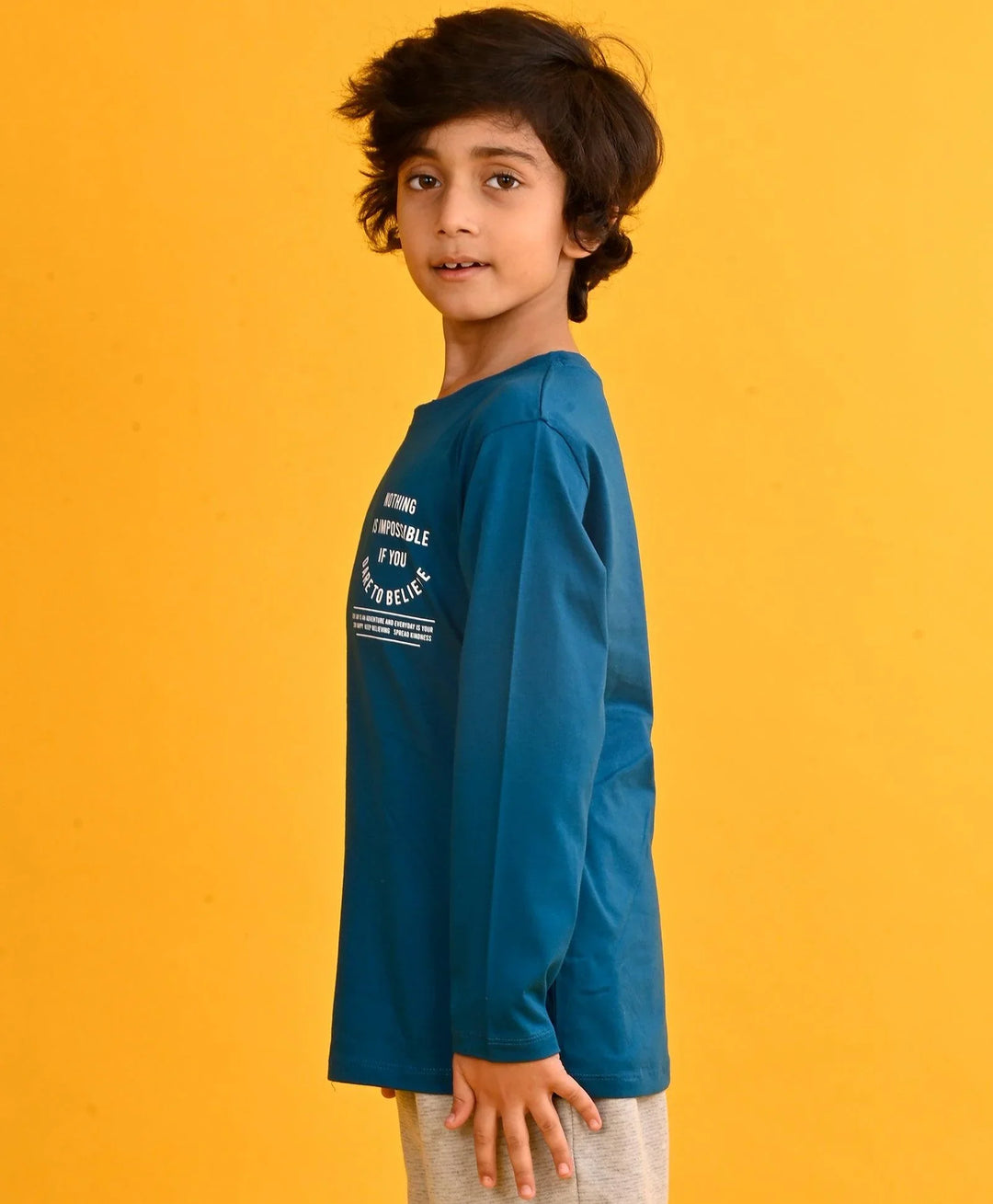 Nothing Is Impossible Boys Long Sleeves T-Shirt - Blue