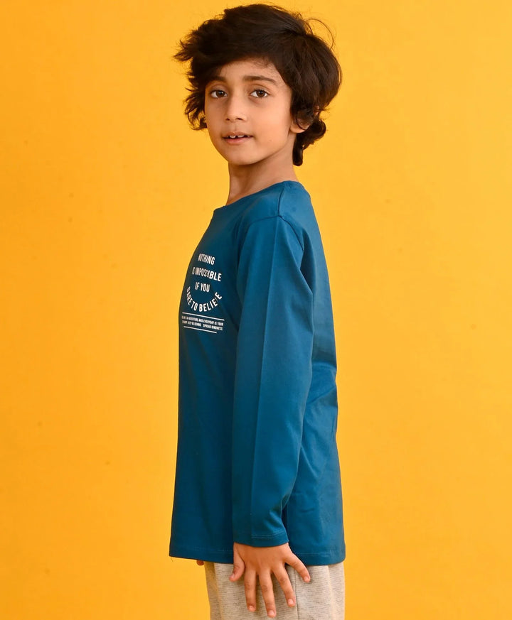 Nothing Is Impossible Boys Long Sleeves T-Shirt - Blue