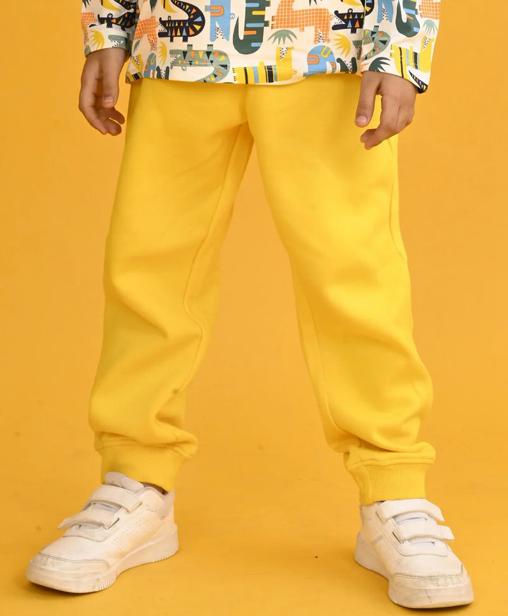 YELLOW FLEECE PLAIN BOYS JOGGER - YELLOW - Anthrilo 