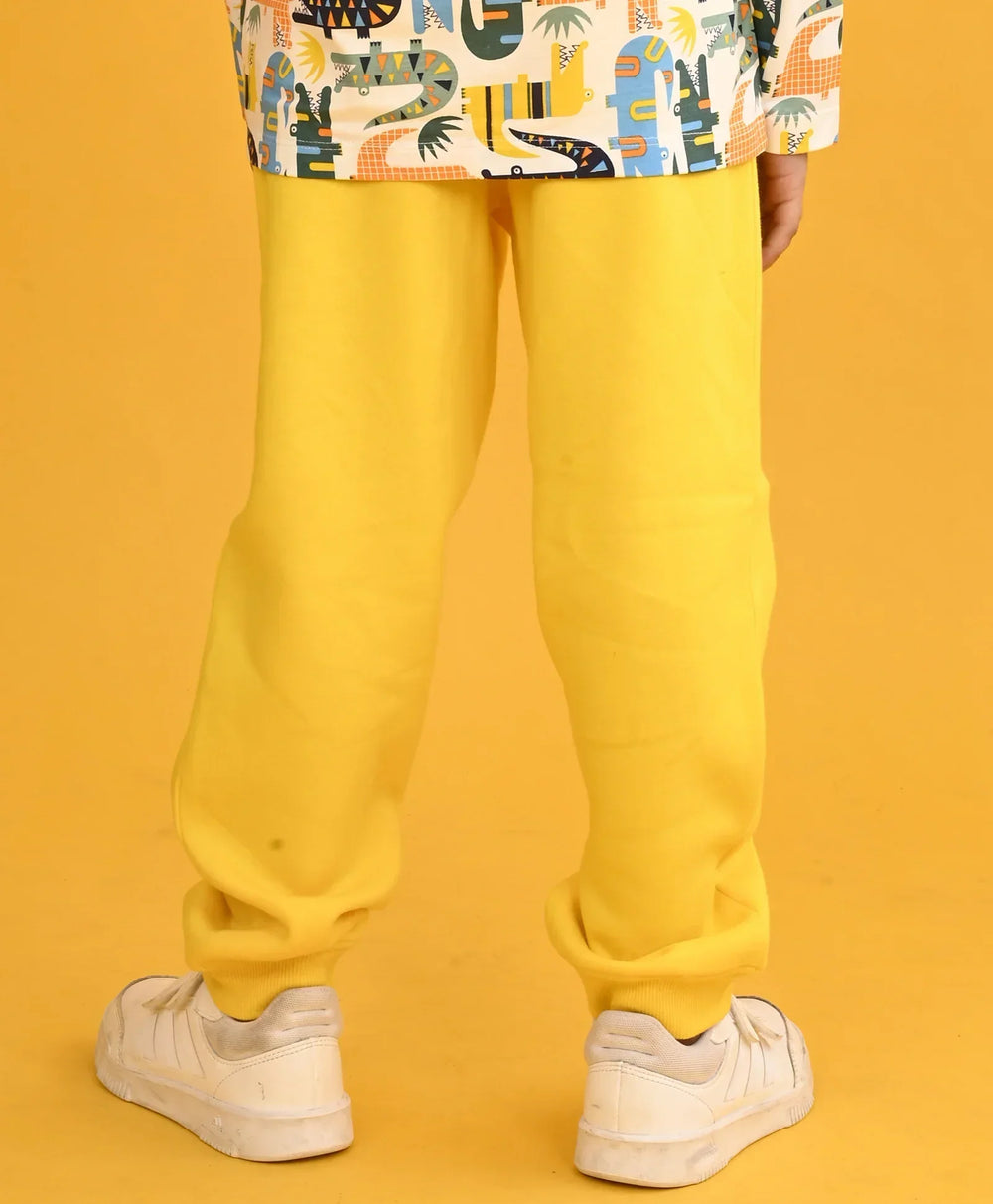 YELLOW FLEECE PLAIN BOYS JOGGER - YELLOW - Anthrilo 