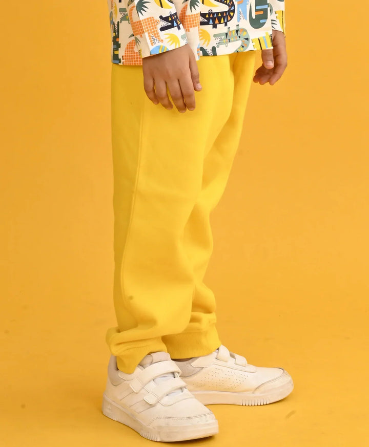 YELLOW FLEECE PLAIN BOYS JOGGER - YELLOW - Anthrilo 