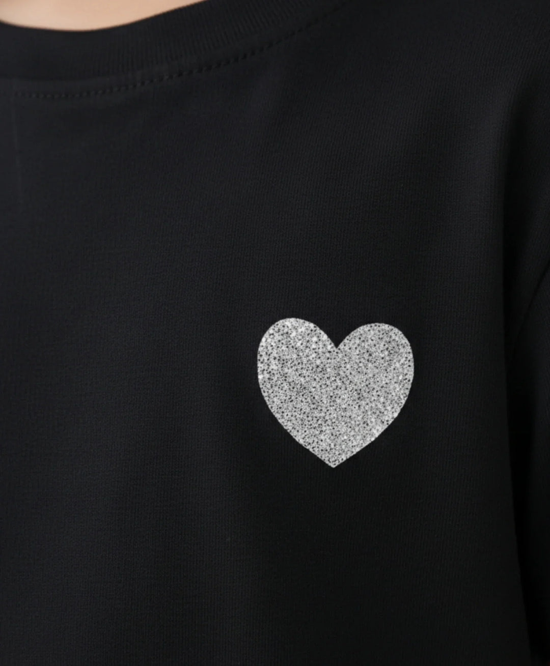 Silver Black Long Sleeves T-Shirt - Black