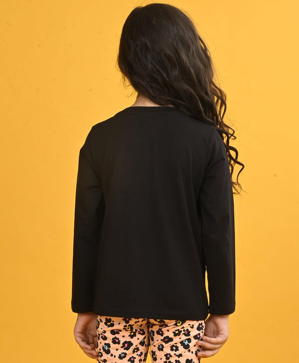 SILVER BLACK LONG SLEEVES T-SHIRT - BLACK