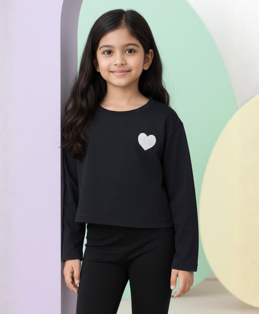 SILVER BLACK LONG SLEEVES T-SHIRT - BLACK