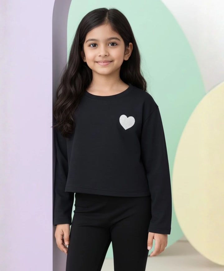 Silver Black Long Sleeves T-Shirt - Black