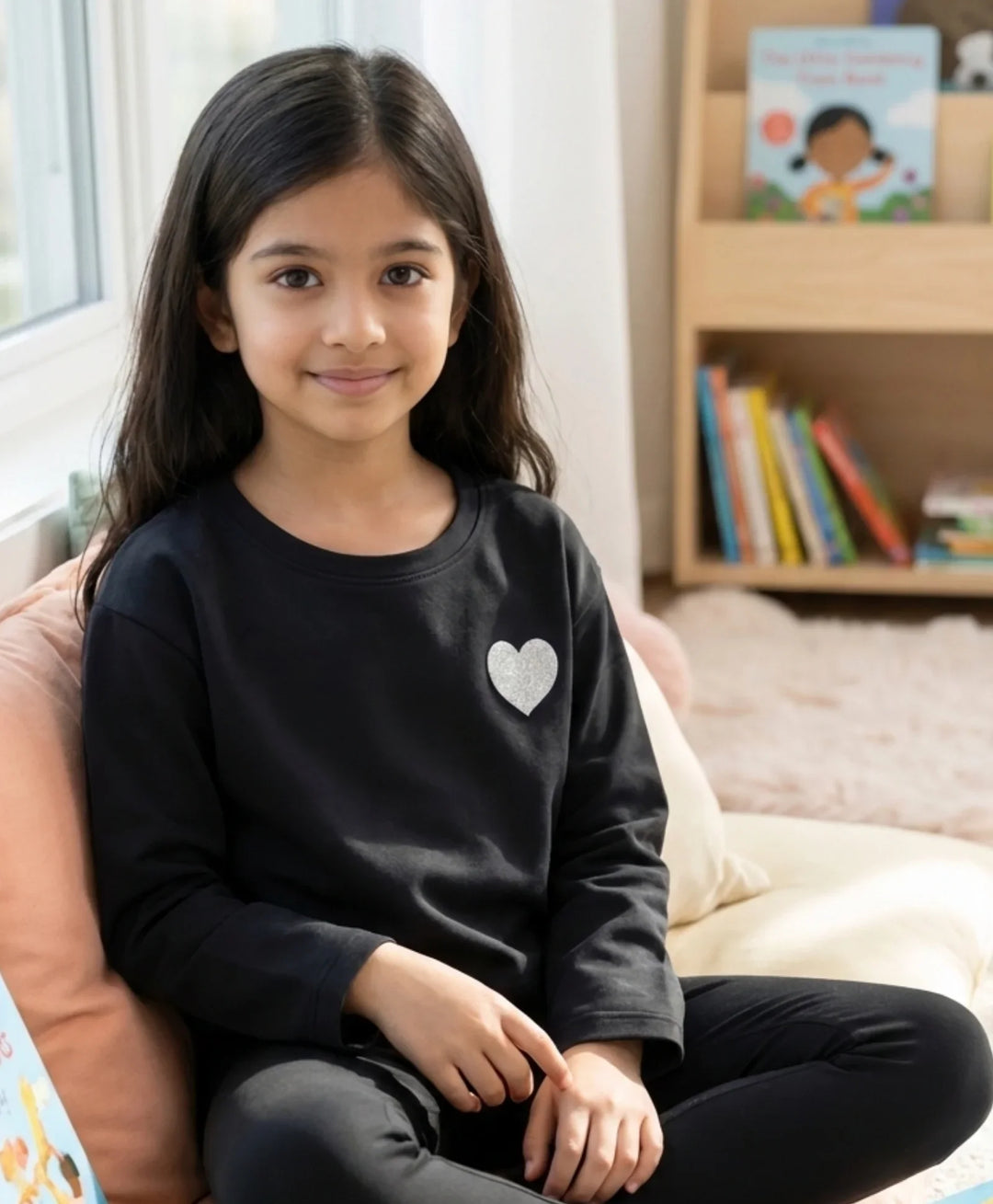 Silver Black Long Sleeves T-Shirt - Black