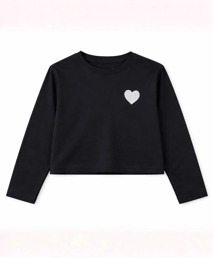 Silver Black Long Sleeves T-Shirt - Black