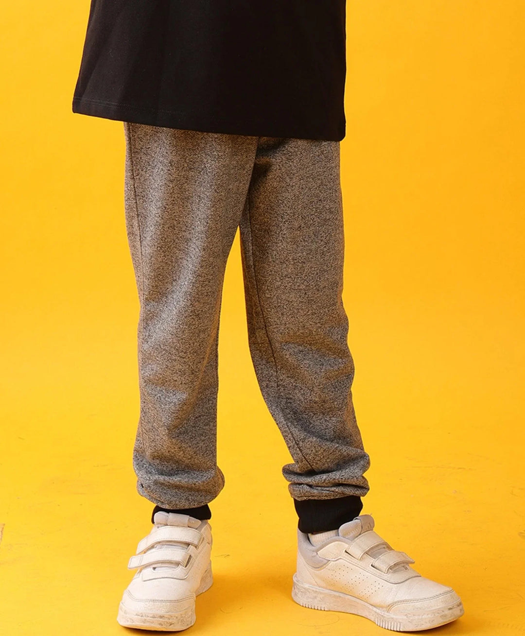 BLACK MELANGE TERRY BOYS JOGGER - BLACK - Anthrilo 