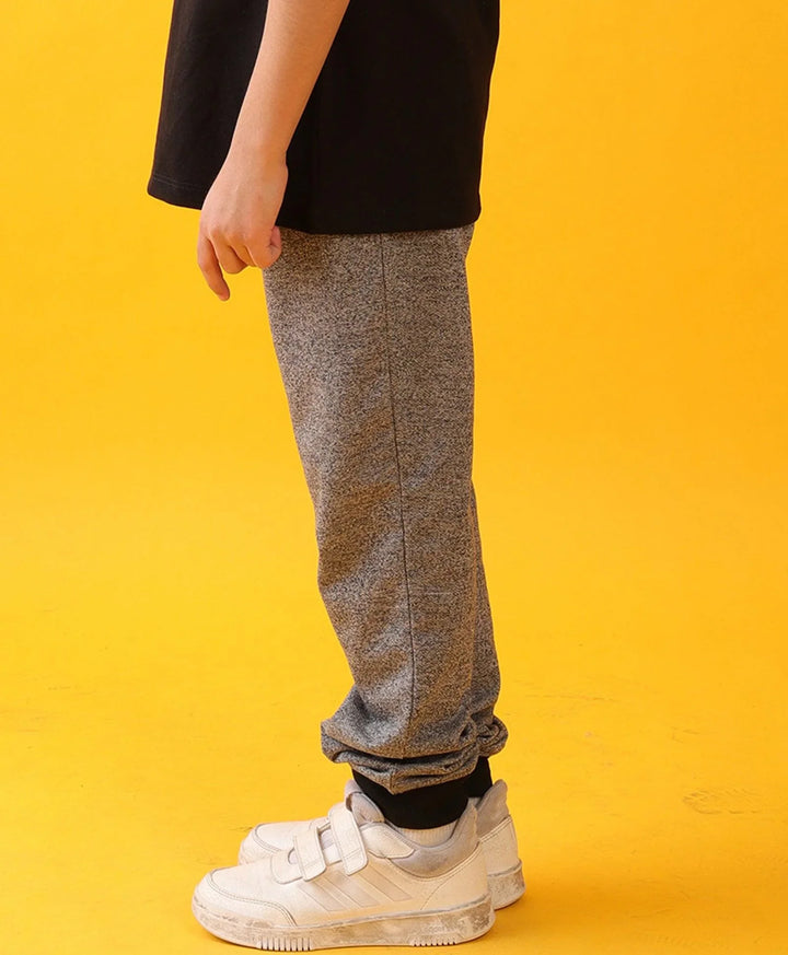 BLACK MELANGE TERRY BOYS JOGGER - BLACK - Anthrilo 