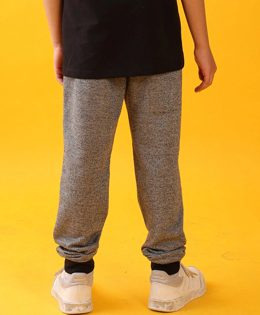 BLACK MELANGE TERRY BOYS JOGGER - BLACK - Anthrilo 
