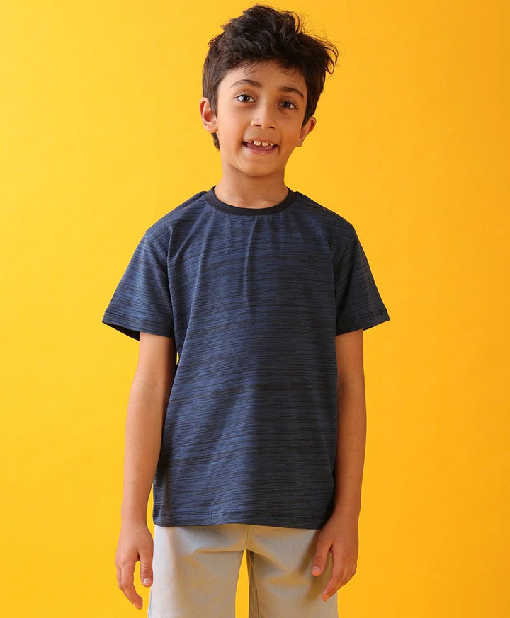 NAVY TEXTURE SUMMER BOYS SHORT SLEEVE T-SHIRT - NAVY - Anthrilo 
